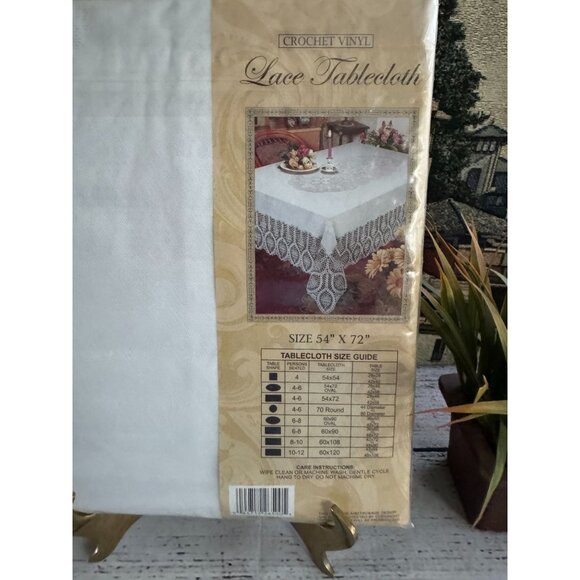 Better Home Crochet Vinyl Lace Tablecloth - Picture 4 of 9